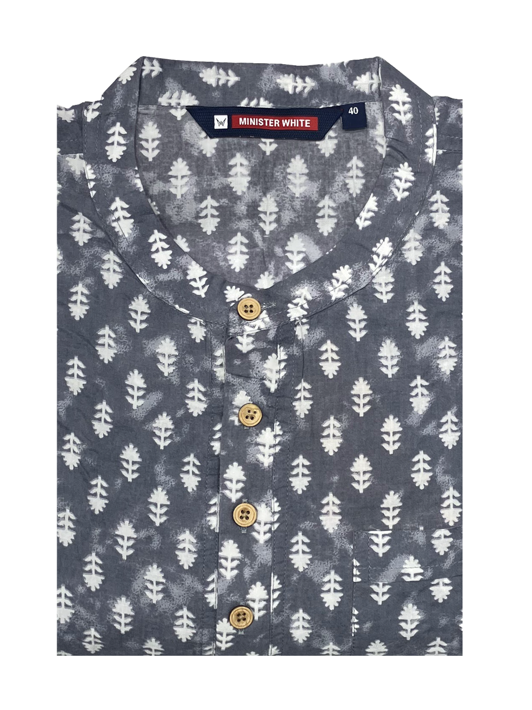 Dark Grey Printed 3/4 Sleeve Cotton Kurta main image 1