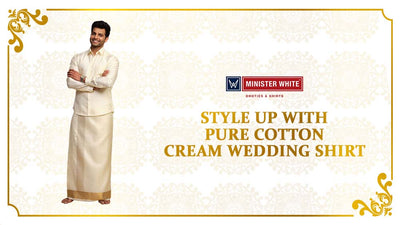 Style up with Pure Cotton Cream Wedding Shirt
