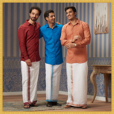 Minister White's Shirt & Flexi Dhoti Combo Collection