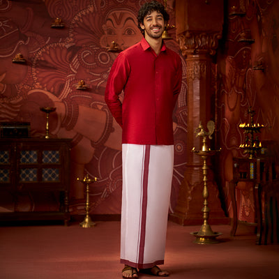 Minister White Men's matching shirt and dhoti combo