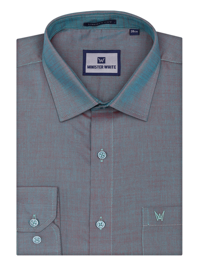 Mens Cotton Steel Grey Color Shirt by Minister White