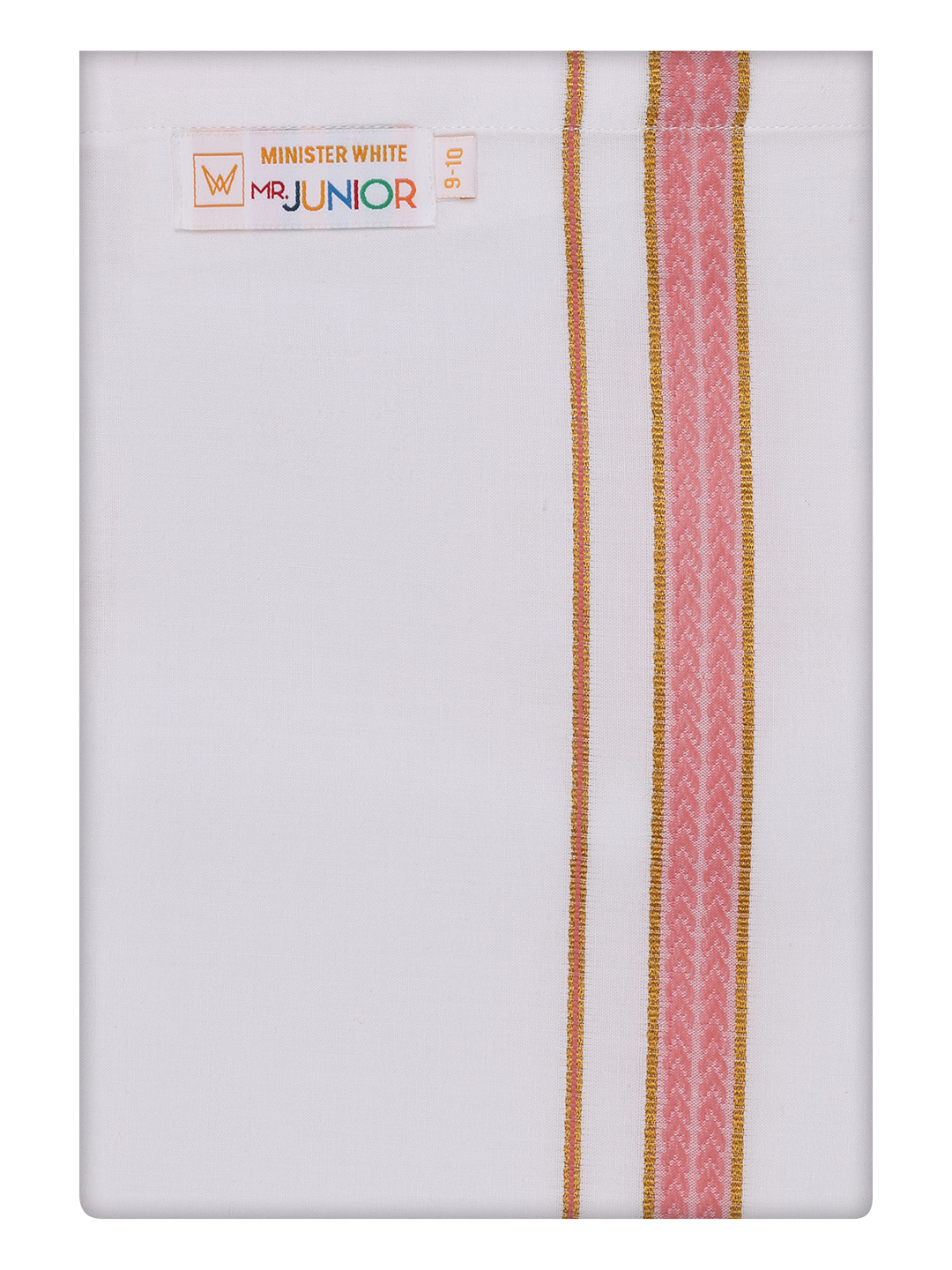 Boys Cotton White Dhoti with Pink Color Border by Minister White