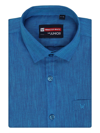 Boys Half Sleeves Blue Color Shirt by Minister White