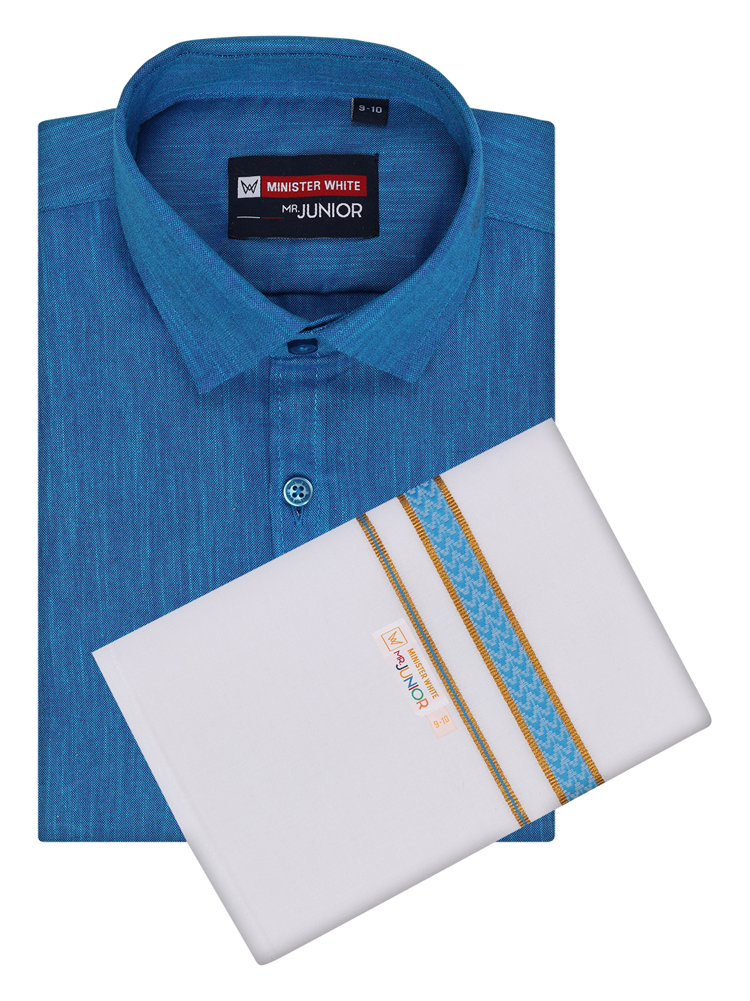 Boys Matching Half Sleeves Shirt with Flexi Dhoti Combo Blue Polite Boy by Minister White 1