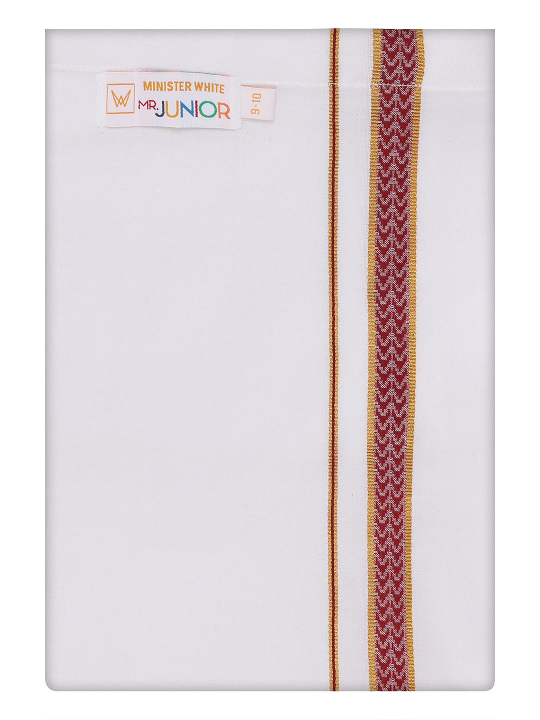 Boys Cotton White Dhoti with Maroon Color Border by Minister White