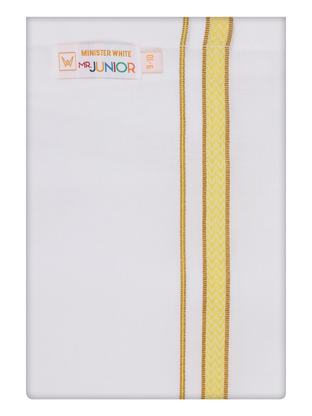 Boys Cotton White Dhoti with Yellow Color Border by Minister White