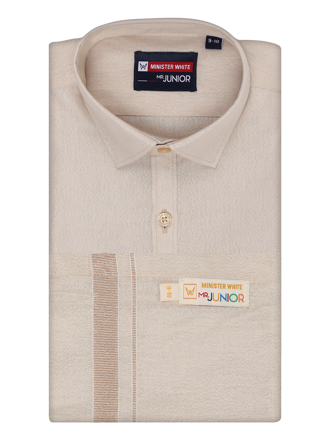 Boys Tissue Light Copper Colour Shirt with Dhoti Combo Ambitious Boy by Minister White