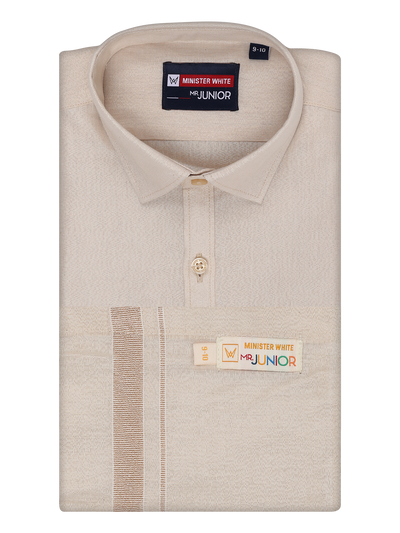 Boys Tissue Light Copper Colour Shirt with Dhoti Combo Ambitious Boy by Minister White