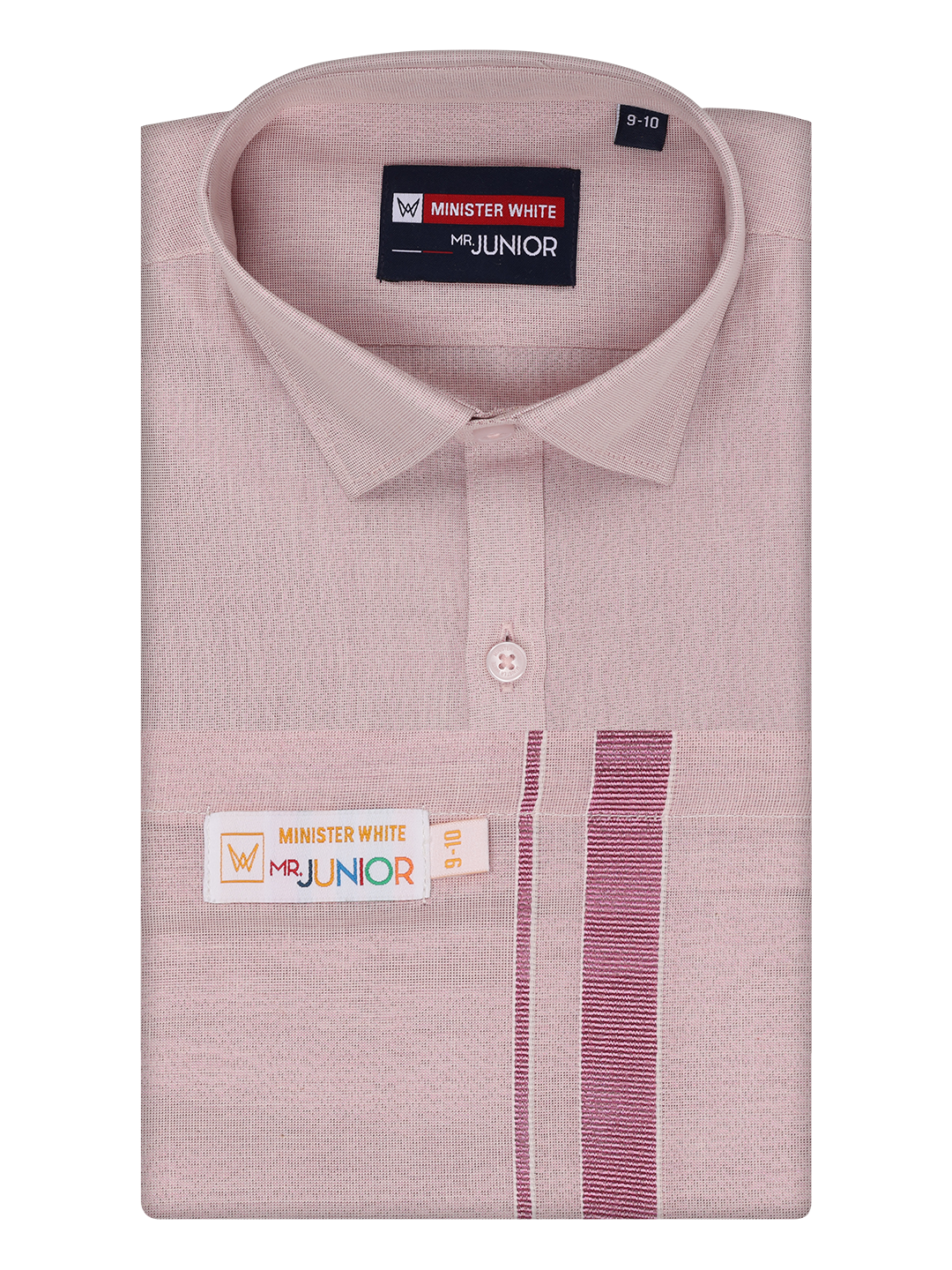 Boys Tissue Rose Colour Shirt with Dhoti Combo Ambitious Boy by Minister White
