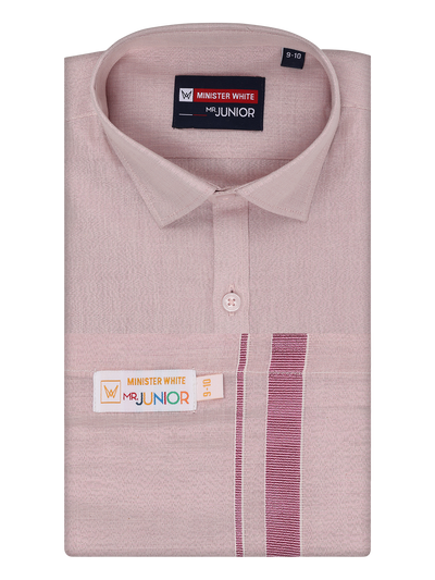 Boys Tissue Rose Colour Shirt with Dhoti Combo Ambitious Boy by Minister White
