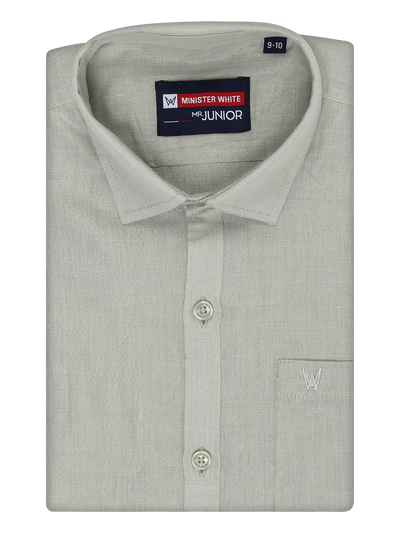 Boys Tissue Olive Green Colour Shirt by Minister White