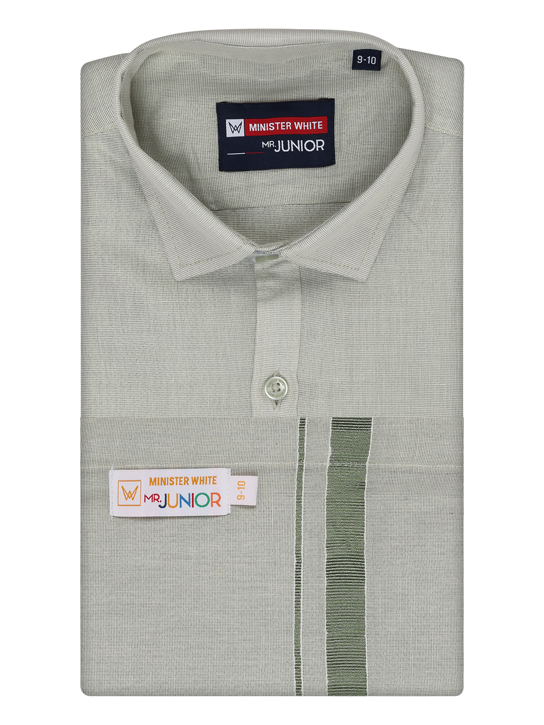 Boys Tissue Olive Green Colour Shirt with Dhoti Combo Ambitious Boy by Minister White