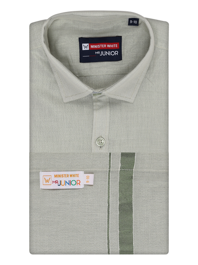 Boys Tissue Olive Green Colour Shirt with Dhoti Combo Ambitious Boy by Minister White