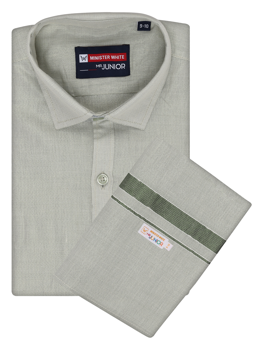 Boys Tissue Olive Green Colour Shirt with Dhoti Combo Ambitious Boy by Minister White