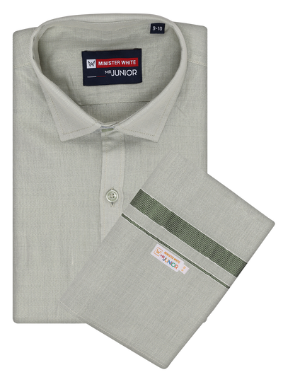 Boys Tissue Olive Green Colour Shirt with Dhoti Combo Ambitious Boy by Minister White