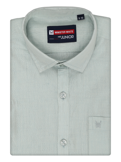 Boys Tissue Mint Blue Colour Shirt by Minister White