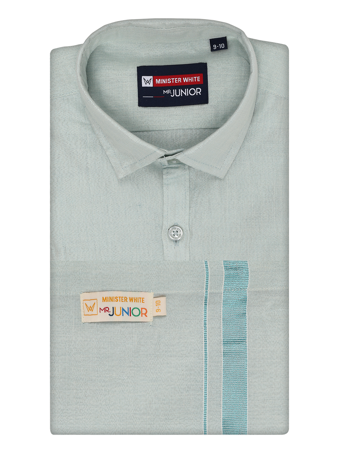 Boys Tissue Mint Blue Colour Shirt with Dhoti Combo Ambitious Boy by Minister White