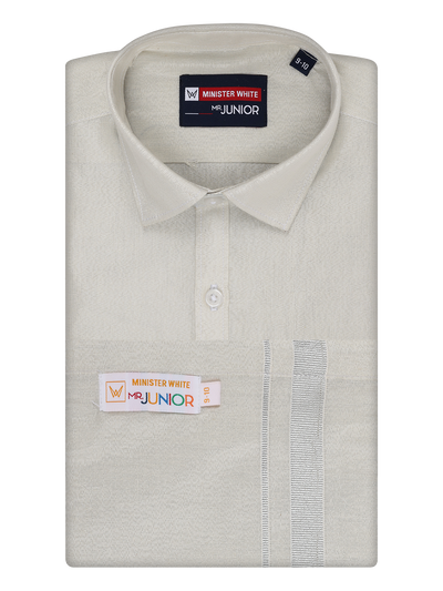 Boys Tissue Silver Colour Shirt with Dhoti Combo Ambitious Boy by Minister White