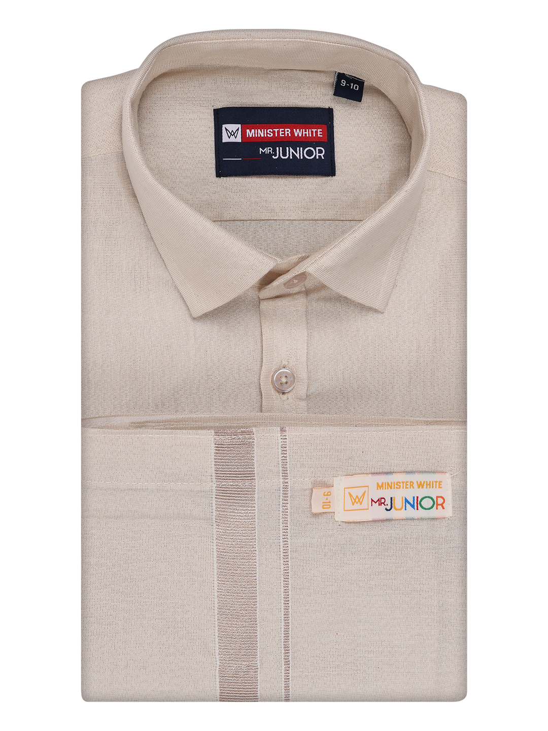Boys Tissue Almond Colour Shirt with Dhoti Combo Ambitious Boy by Minister White
