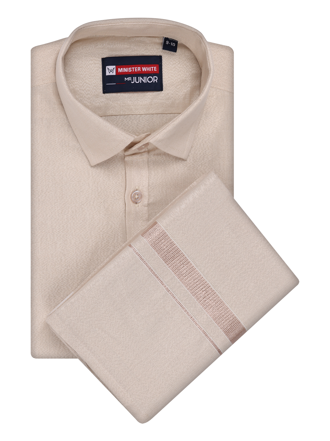 Boys Tissue Almond Colour Shirt with Dhoti Combo Ambitious Boy by Minister White 
