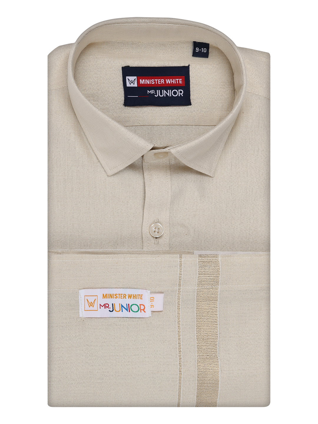 Boys Tissue Beige Colour Shirt with Dhoti Combo Ambitious Boy by Minister White