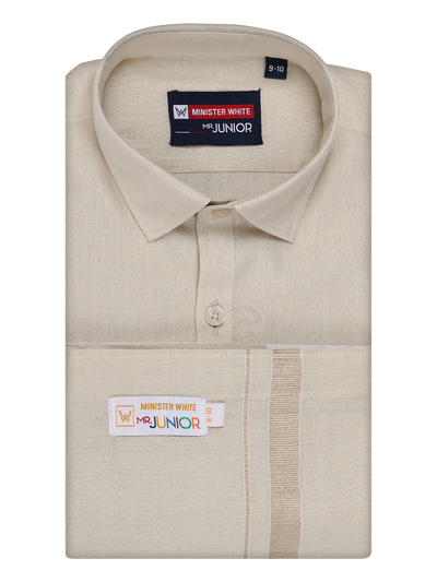 Boys Tissue Beige Colour Shirt with Dhoti Combo Ambitious Boy by Minister White