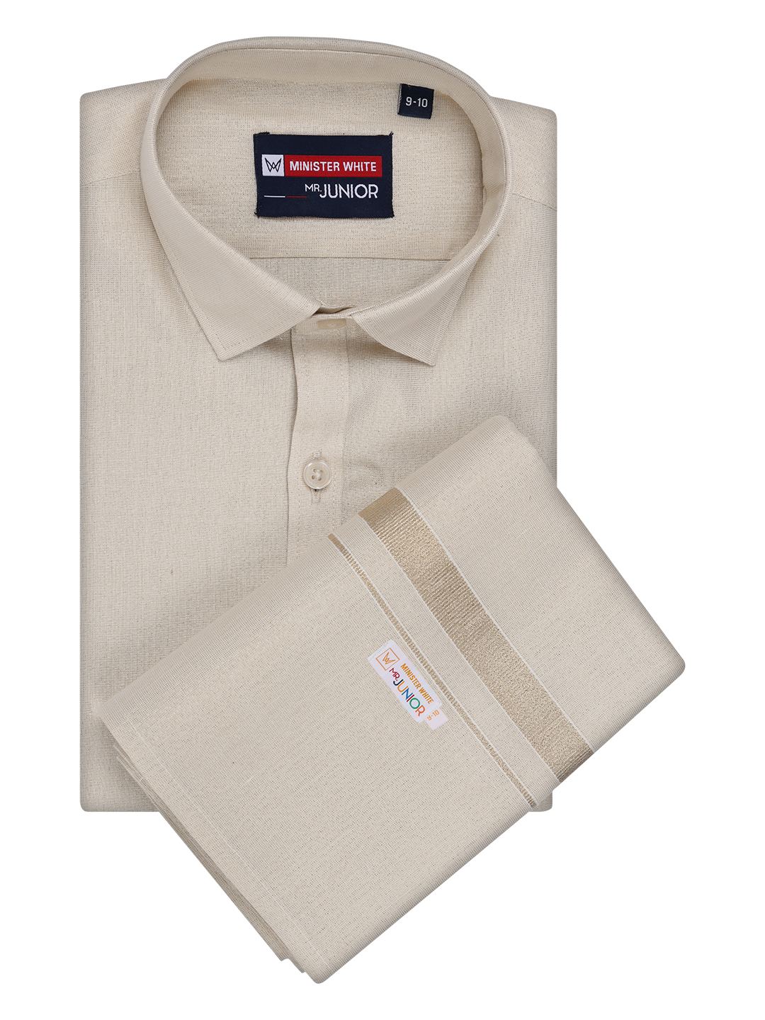 Boys Tissue Beige Colour Shirt with Dhoti Combo Ambitious Boy by Minister White
