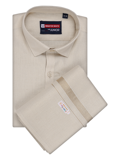 Boys Tissue Beige Colour Shirt with Dhoti Combo Ambitious Boy by Minister White
