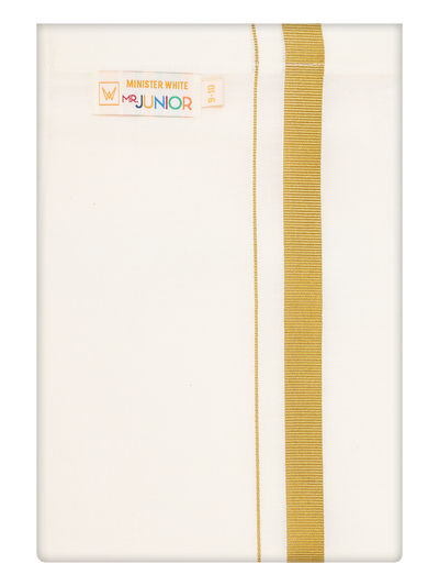 Boy Cotton Cream Dhoti with Gold Jari Border by minister White