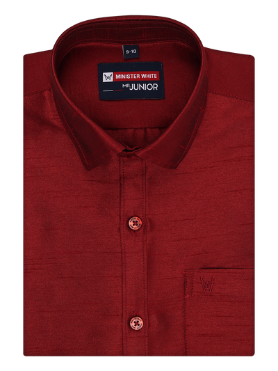 Boys Maroon Color Half Sleeves Shirt by Minister White 1