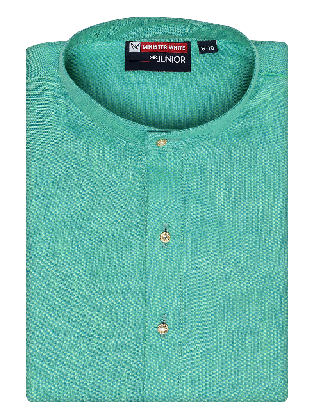 Boys Cotton Mint Blue Color Kurta by Minister White