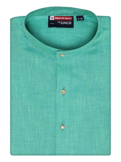 Boys Cotton Mint Blue Color Kurta by Minister White