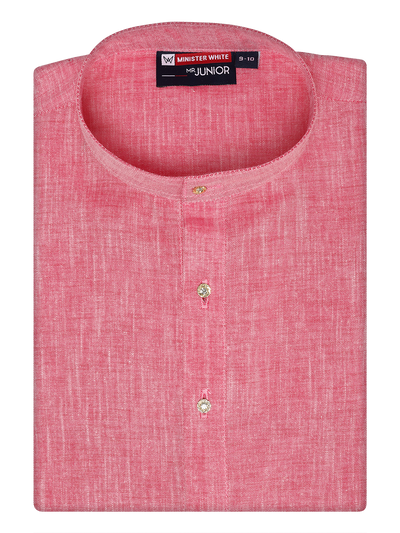 Boys Cotton Pink Color Kurta by Minister White