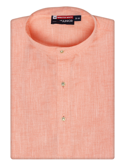 Boys Cotton Peach Kurta by Minister White