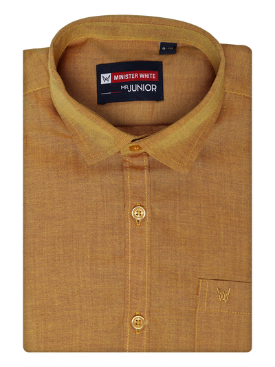 Boys Gold Half Sleeves Shirt by Minister White