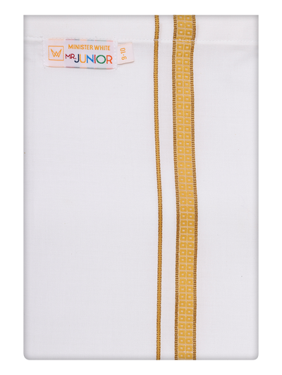 Boys White Dhoti with Brown Color Border by Minister White