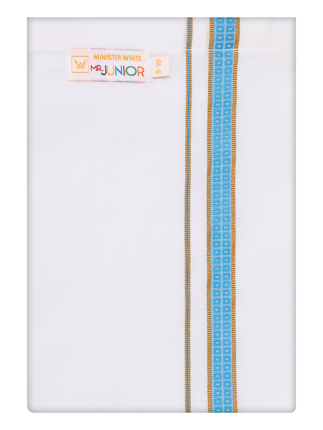 Boys White Dhoti with Blue Color Border by Minister White