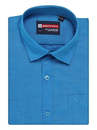 Boys Blue Half Sleeves Shirt by Minister White
