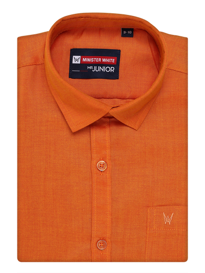 Boy Cotton Orange Color Shirt by Minister White