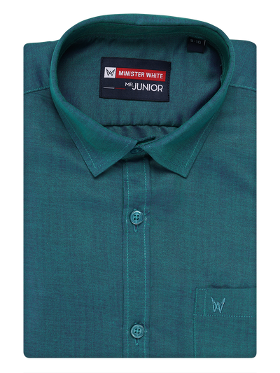 Boys Teal Half Sleeves Shirt by Minister White