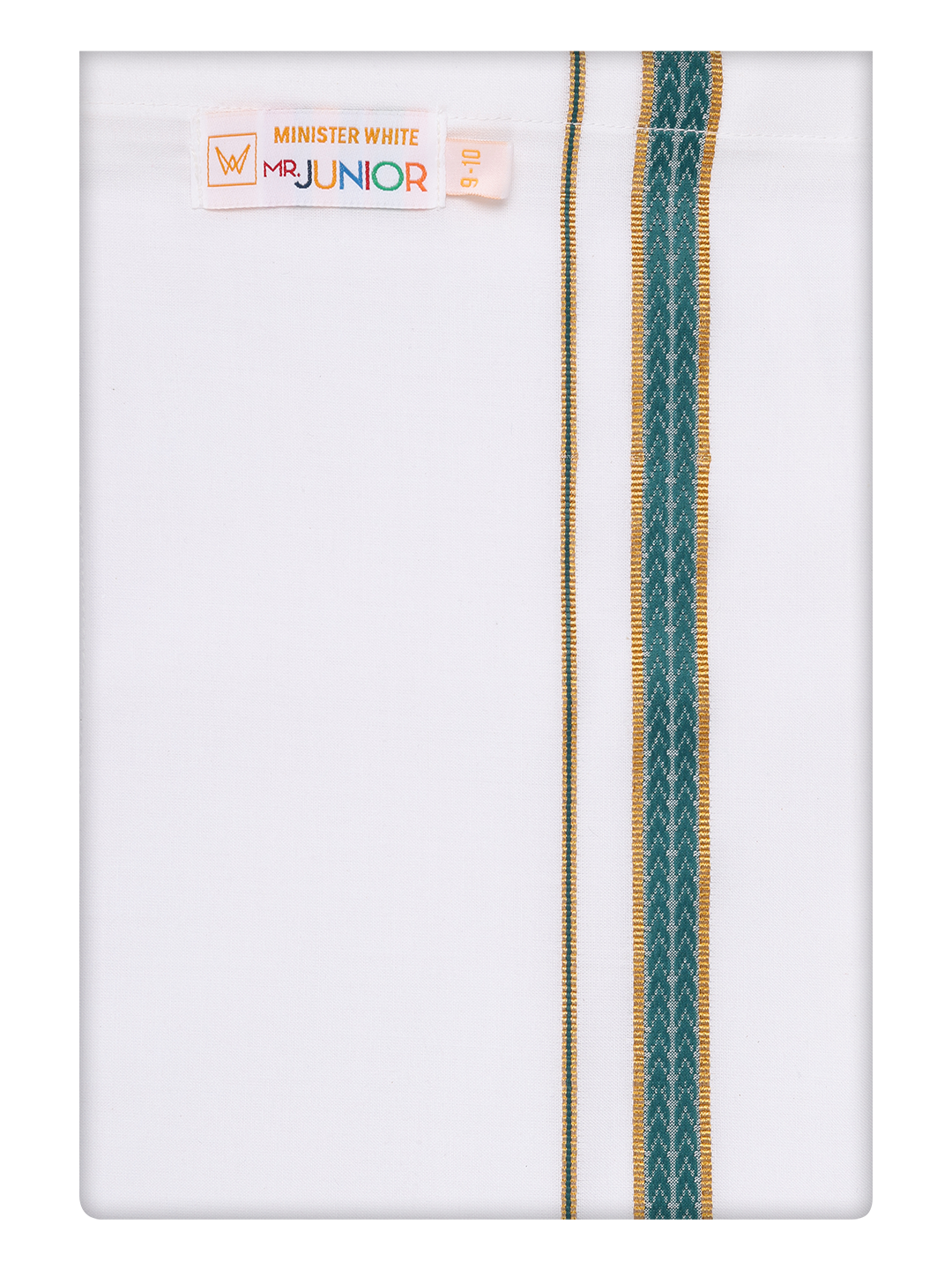 Boys White Dhoti with Teal Color Border by Minister White