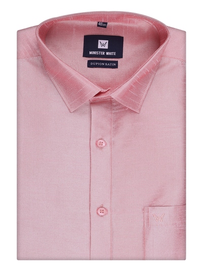 Mens Light Pink Dupion Satin Color Shirt by Minister White