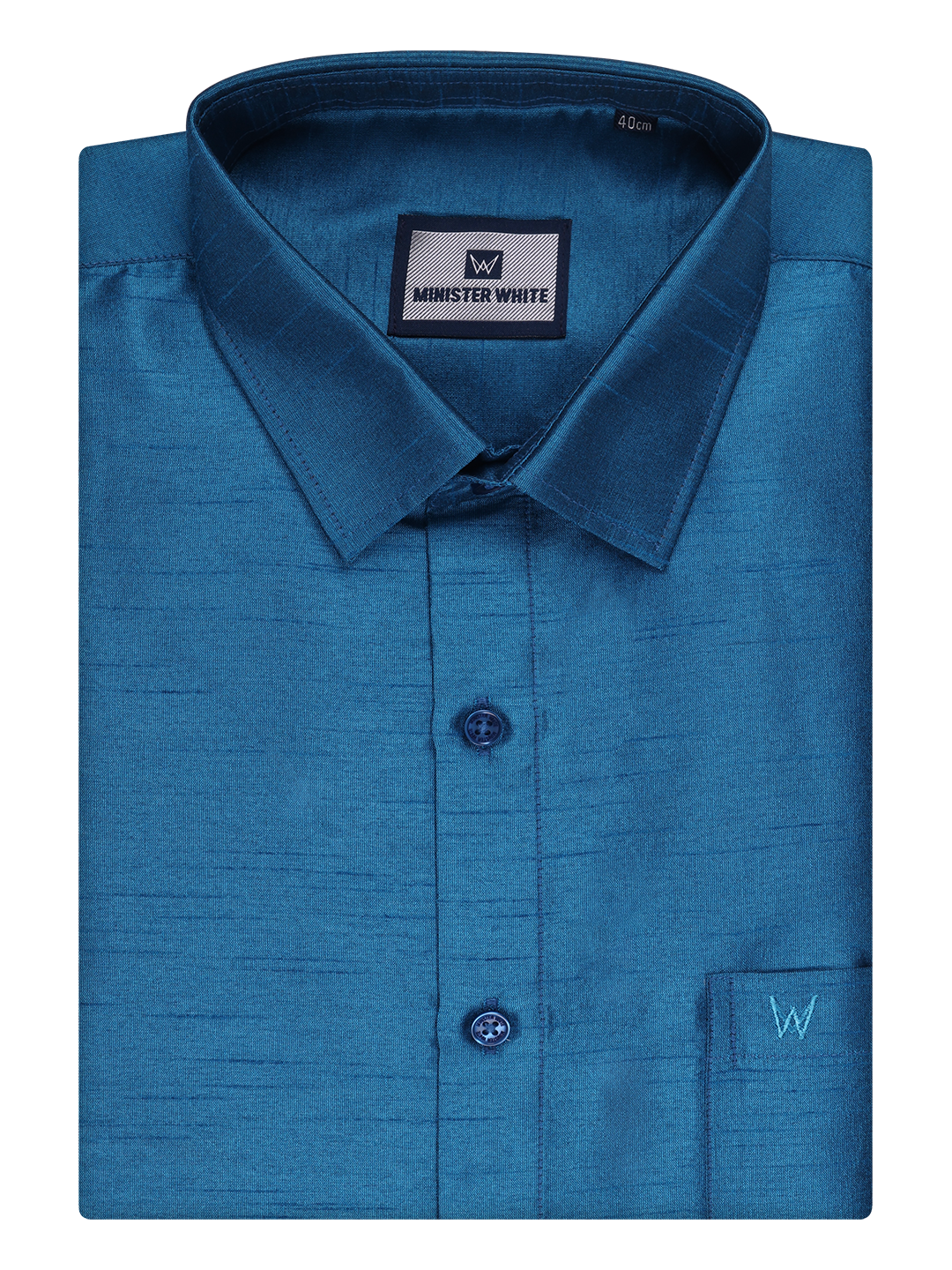 Mens Ramar Blue Dupion Satin Color Shirt by Minister White