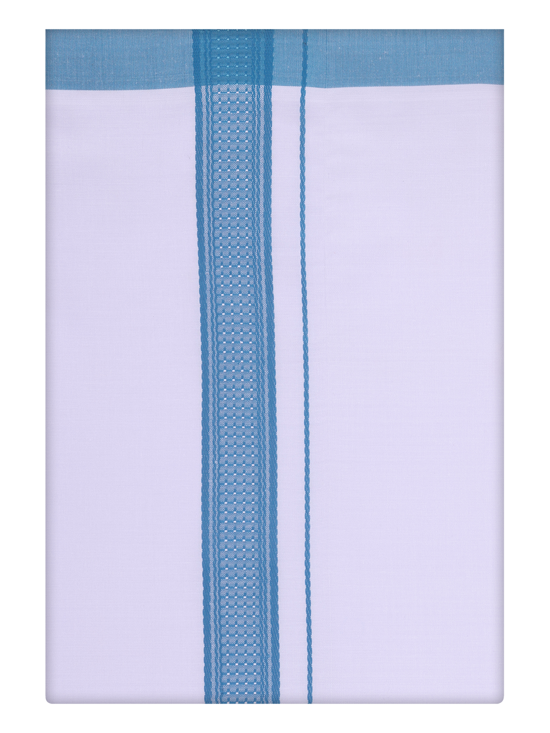 Mens White Single Layer Dhoti with Ramar blue Border Dhoti by Minister White