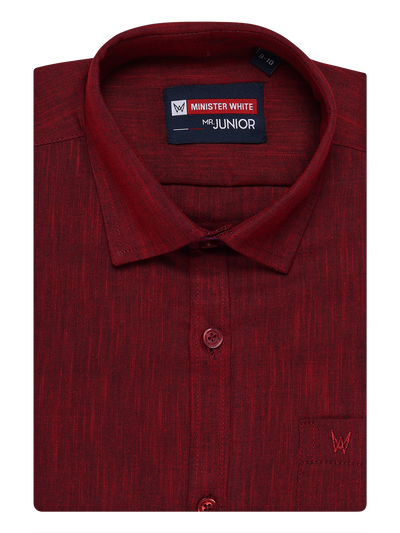 Boys Cotton Maroon Colour Half Sleeves Shirt Friendly Boy by Minister White