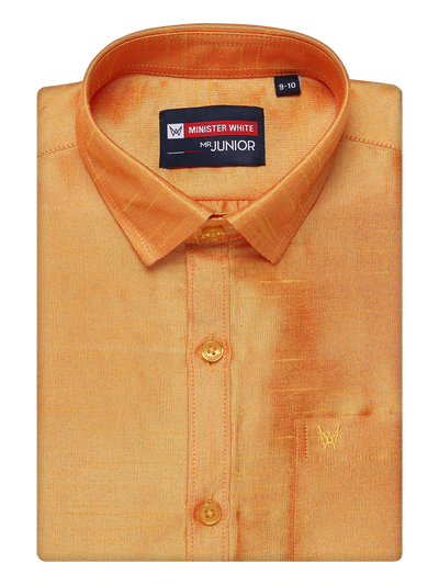 Boys Orange Colour Half Sleeves Shirt Intense Boy by Minister White