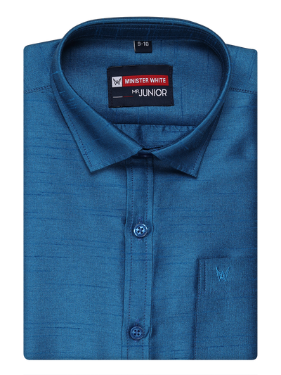 Boys Dark Blue Colour Half Sleeves Shirt Intense Boy by Minister White