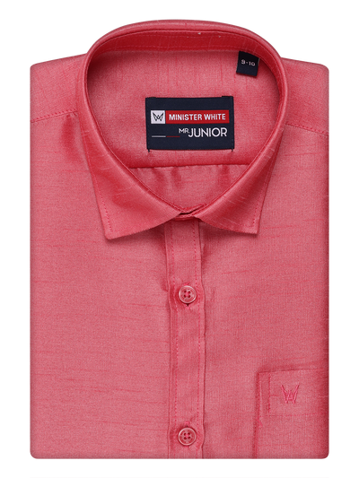 Boys Dark Pink Colour Half Sleeves Shirt Intense Boy by Minister White