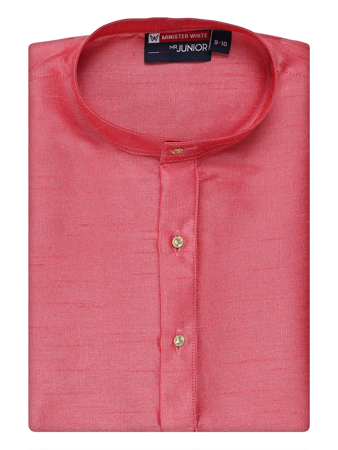 Boys Dupion Satin Pink Colour Full Sleeves Kurta Candid Boy by Minister White