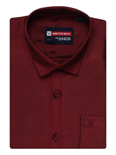 Boys Dupion Satin Maroon Colour Half Sleeves Shirt Happy Boy by Minister White